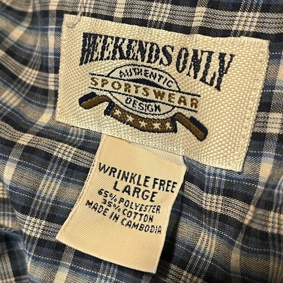 Weekends Only Striped Button Down Shirt Sz Large - Picture 5 of 5